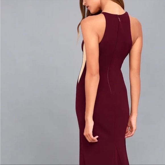 Lulus full length dress maroon burgundy - Picture 5 of 5